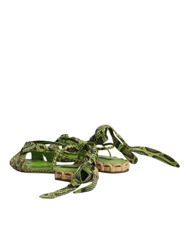 Dolce & Gabbana Sandales Cheville Imprimé Animal Vert