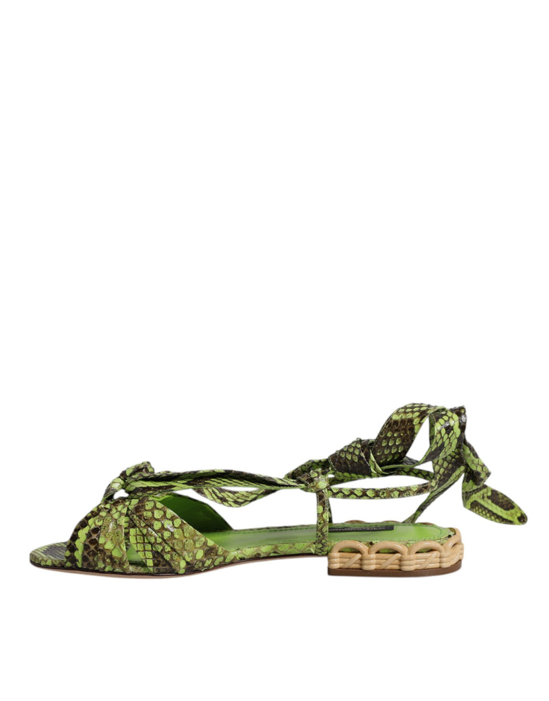 Dolce & Gabbana Sandales Cheville Imprimé Animal Vert