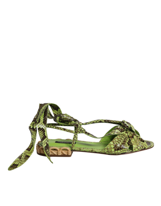 Dolce & Gabbana groene sandalen met dierenprint en enkelbandje