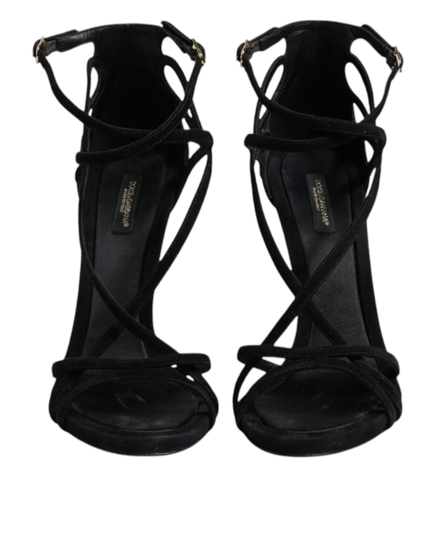 Sandales à talons aiguilles en cuir noir Dolce & Gabbana