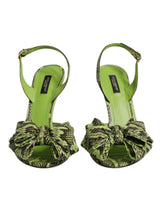 Dolce & Gabbana Green Python Leather Heels Sandals