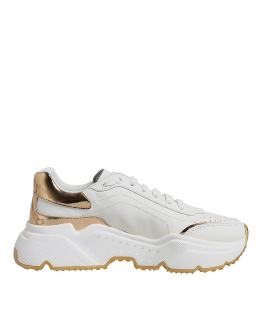 Dolce & Gabbana Witte Gouden Daymaster Lage Sneakers