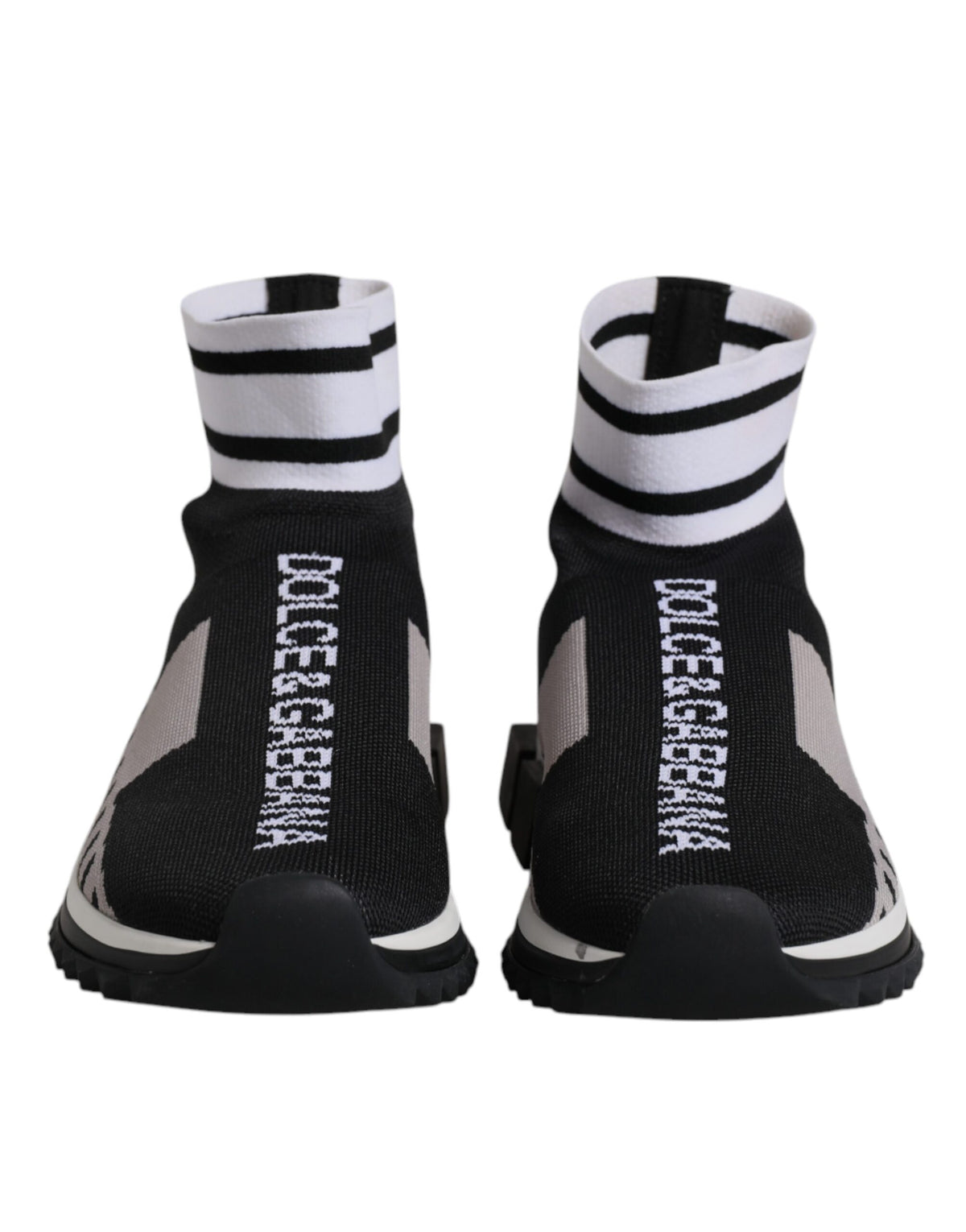 Dolce & Gabbana Sorrento Noir Gris Baskets Slip-On pour Femmes