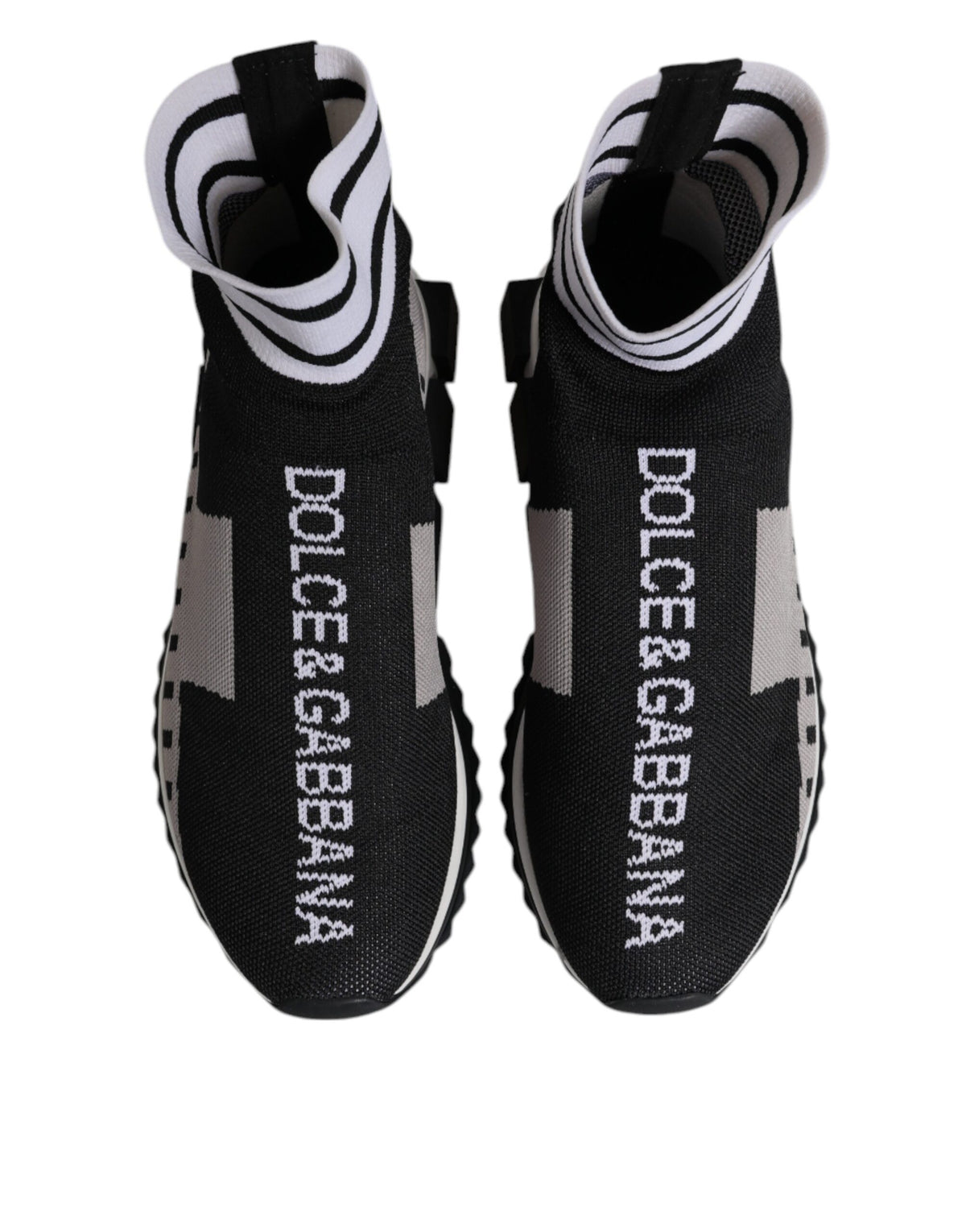 Dolce & Gabbana Sorrento Noir Gris Baskets Slip-On pour Femmes