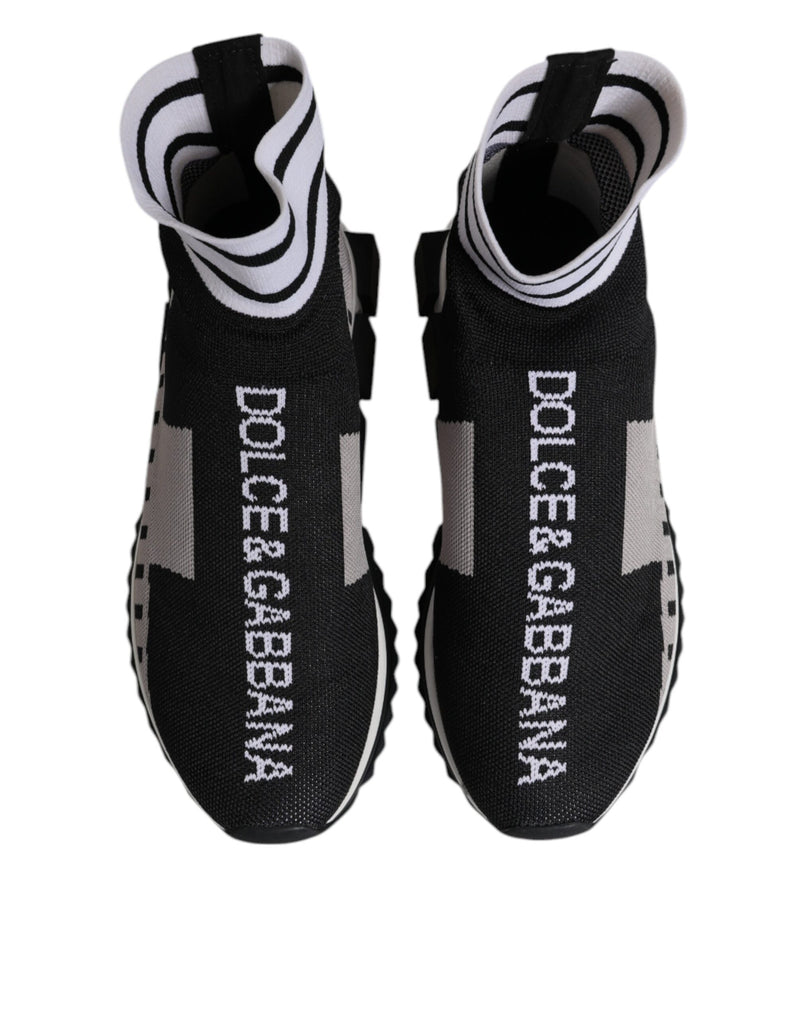 Dolce & Gabbana Sorrento Noir Gris Baskets Slip-On pour Femmes
