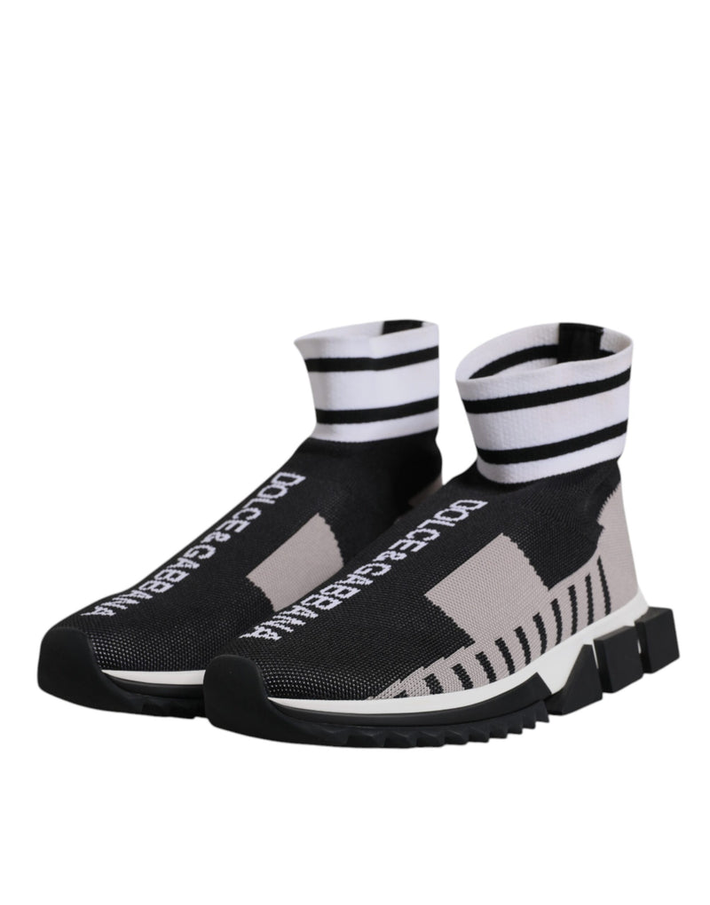Dolce & Gabbana Sorrento Noir Gris Baskets Slip-On pour Femmes
