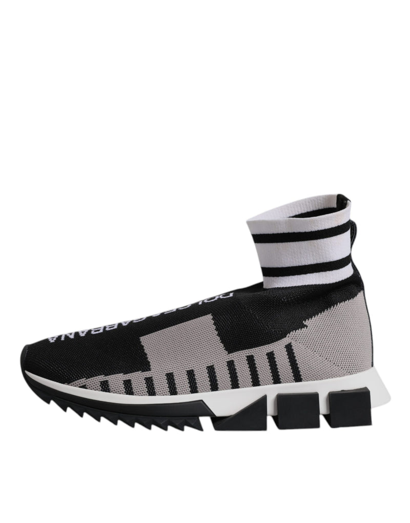 Dolce & Gabbana Sorrento Noir Gris Baskets Slip-On pour Femmes