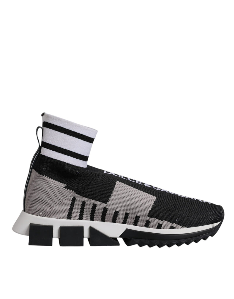 Dolce & Gabbana Sorrento Noir Gris Baskets Slip-On pour Femmes