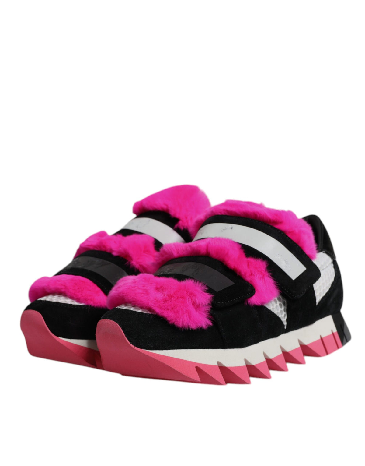 Dolce & Gabbana Sneakers en Fourrure Noire et Rose