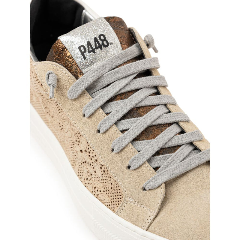 P448 F22THEA-W Beige Leather Sneaker for Women
