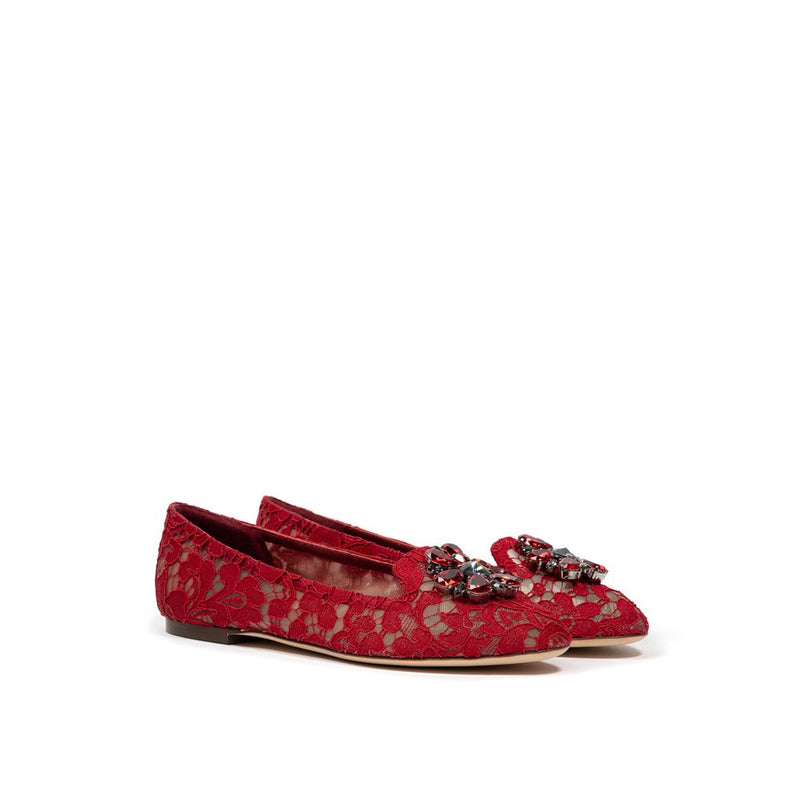 Dolce & Gabbana Vally Red Viscose Ballet Flats
