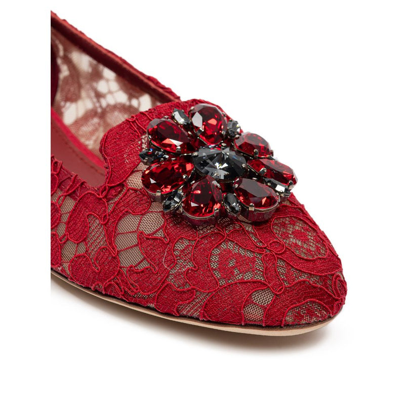 Dolce & Gabbana Vally Red Viscose Ballet Flats