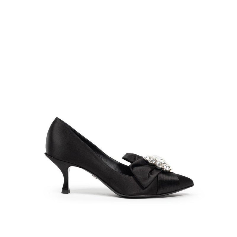 Dolce & Gabbana Black Viscose Pump - Élégance Satinée