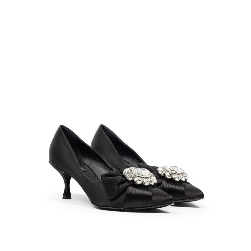 Dolce & Gabbana Black Viscose Pump - Élégance Satinée