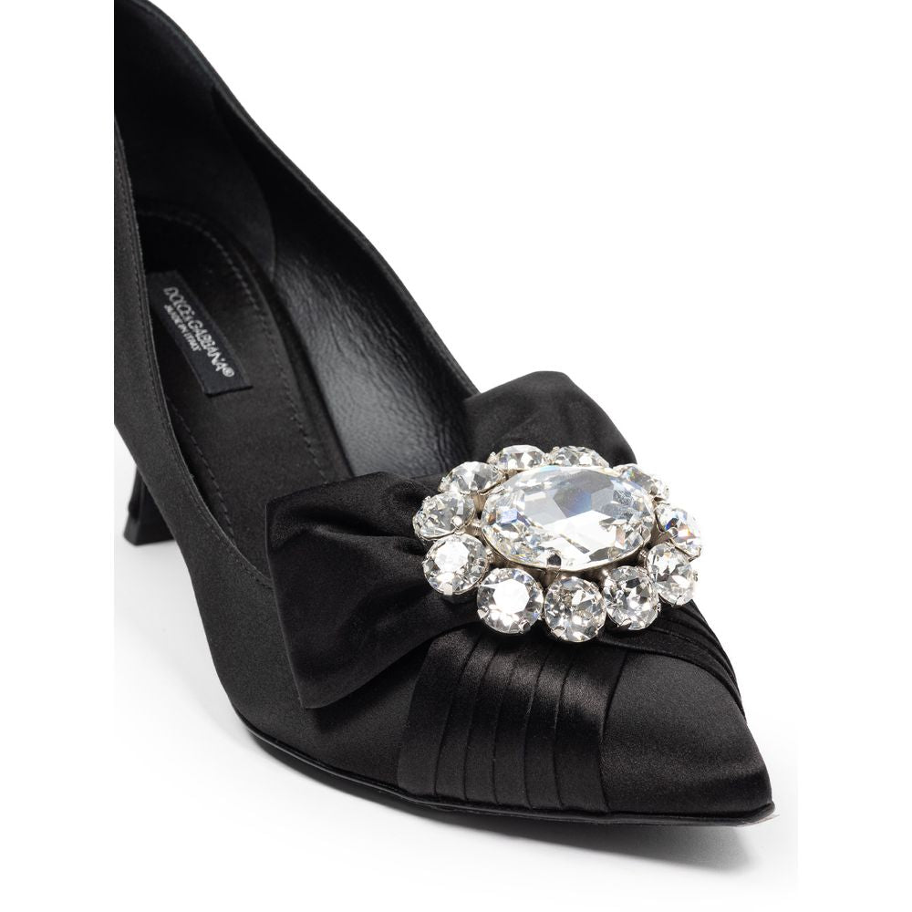 Dolce & Gabbana Black Viscose Pump - Élégance Satinée