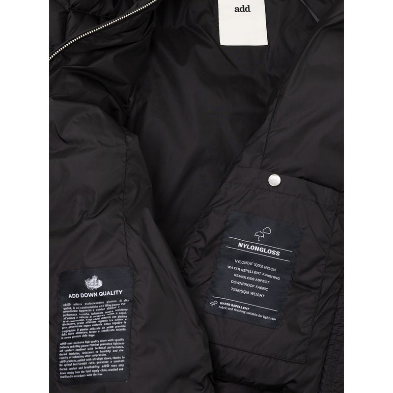 Add Black Polyamide Down Jacket with Removable Hood