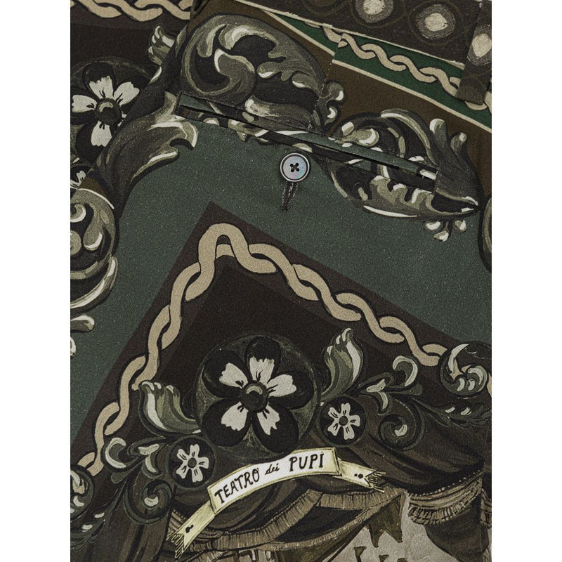 Dolce & Gabbana Green Cotton Pant with Puppet Print