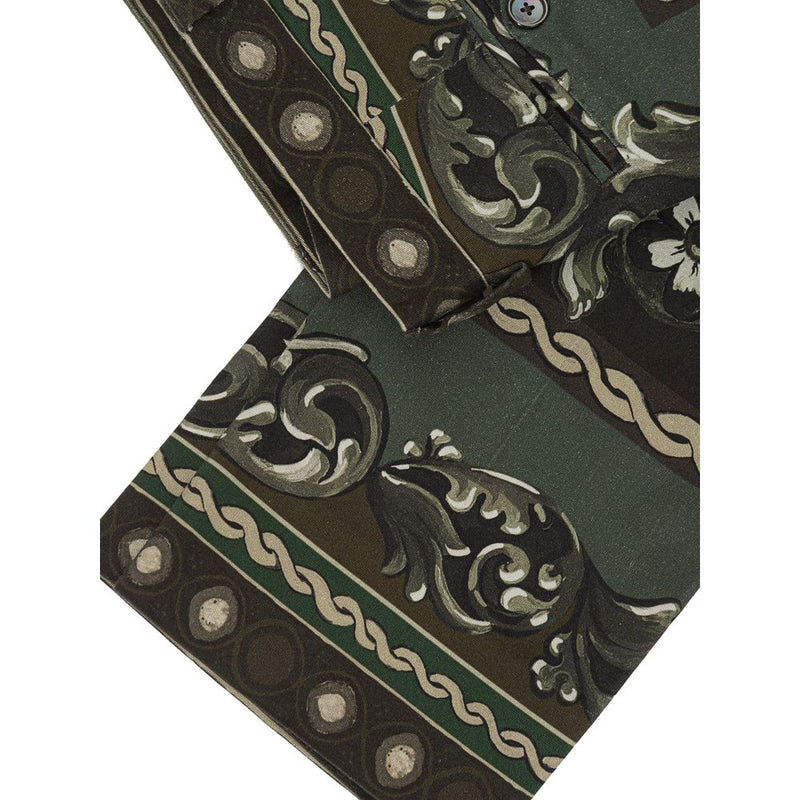 Dolce & Gabbana Green Cotton Pant with Puppet Print