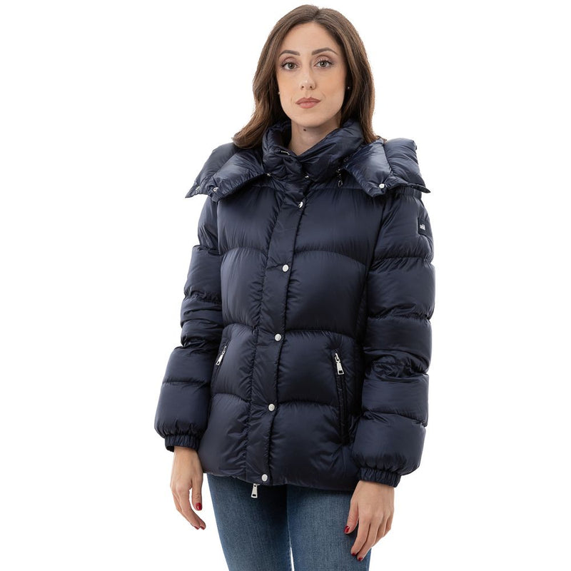 Add Blue Polyamide Down Jacket with Removable Hood