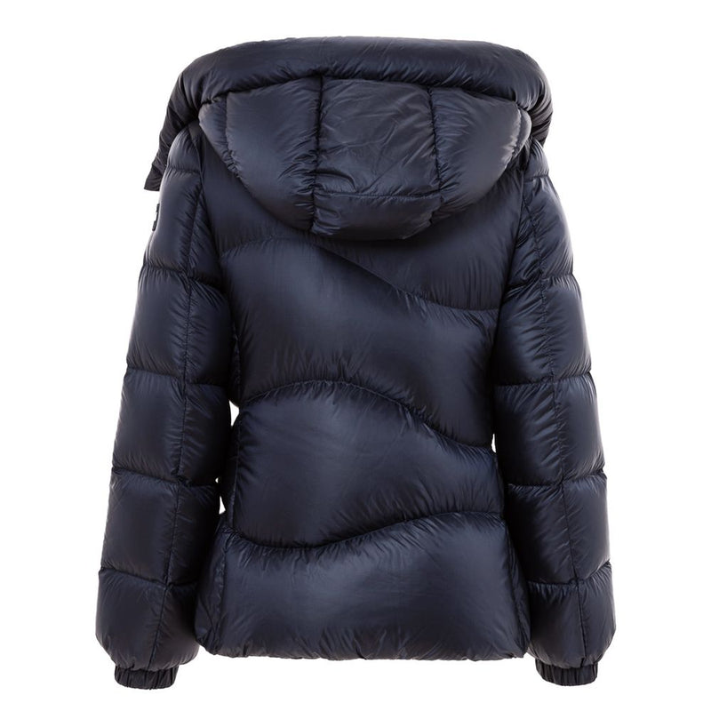 Add Blue Polyamide Down Jacket with Removable Hood