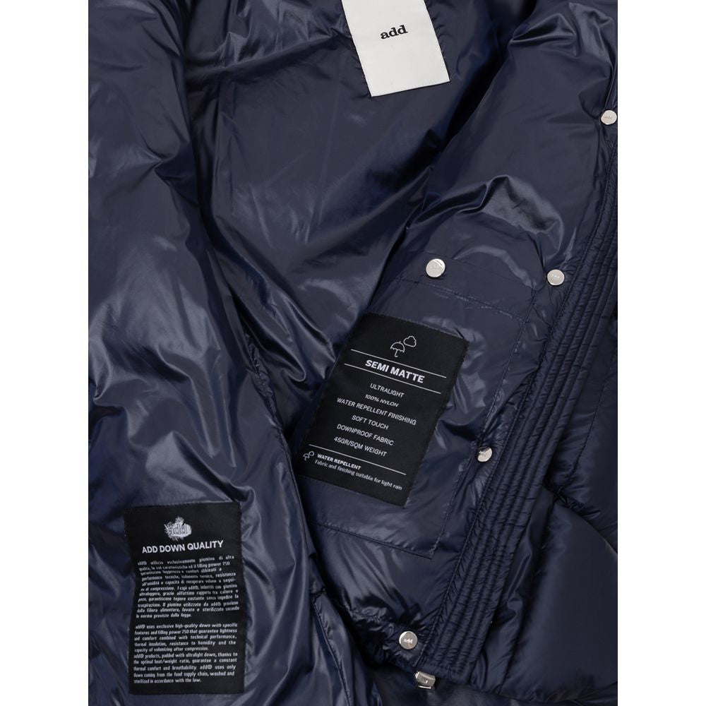 Add Blue Polyamide Down Jacket with Removable Hood