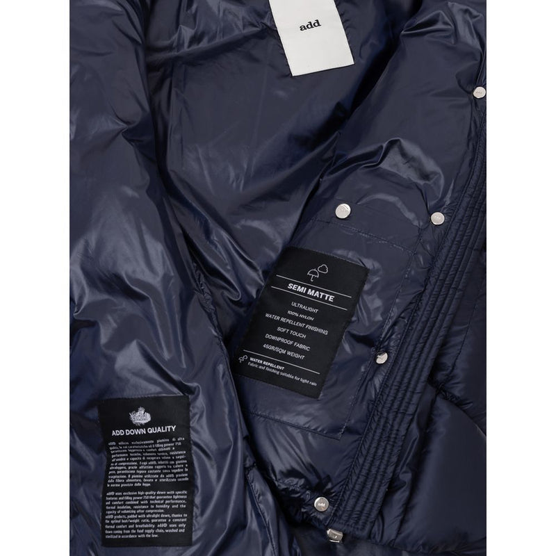 Add Blue Polyamide Down Jacket with Removable Hood