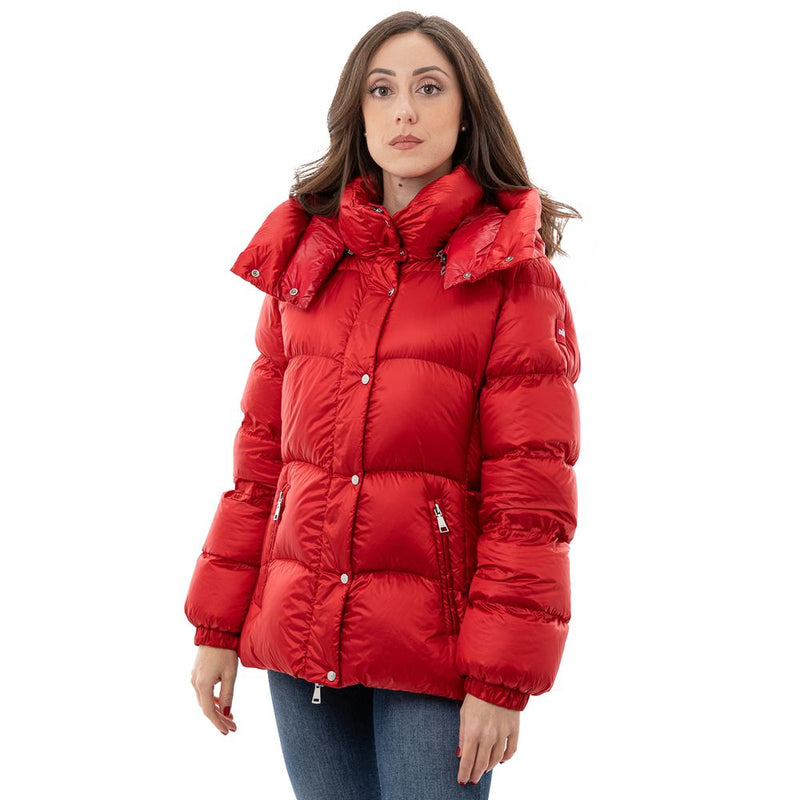 Add Red Down Jacket with Removable Hood - Stylish & Functional