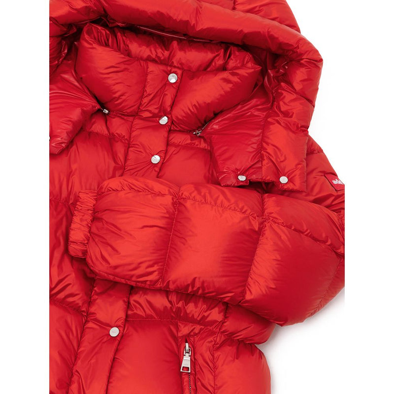 Add Red Down Jacket with Removable Hood - Stylish & Functional