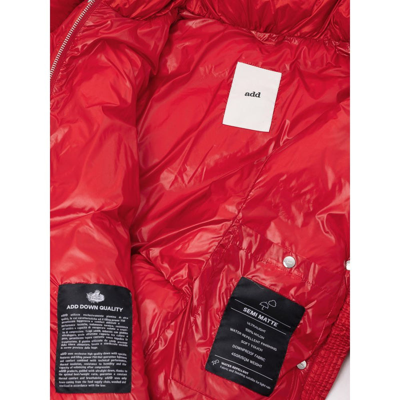 Add Red Down Jacket with Removable Hood - Stylish & Functional