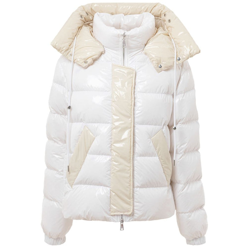 Add White Polyamide Down Jacket with Removable Hood