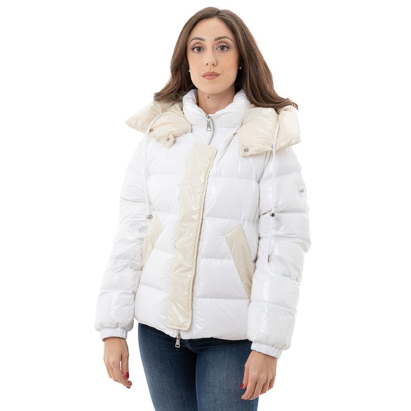 Add White Polyamide Down Jacket with Removable Hood