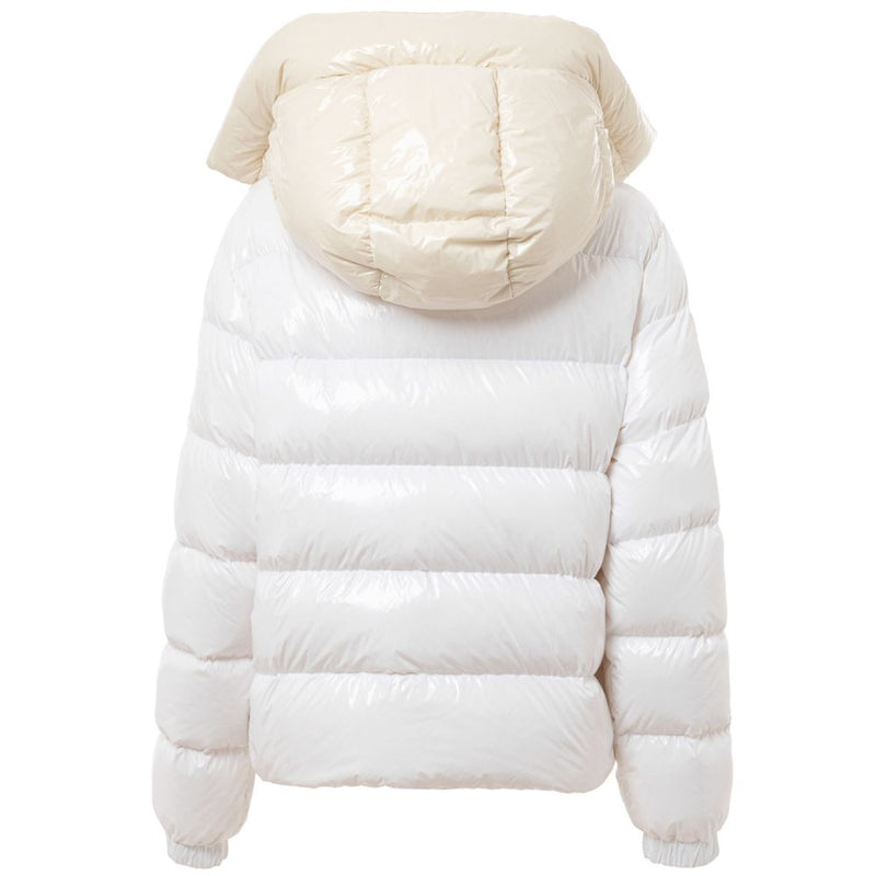 Add White Polyamide Down Jacket with Removable Hood