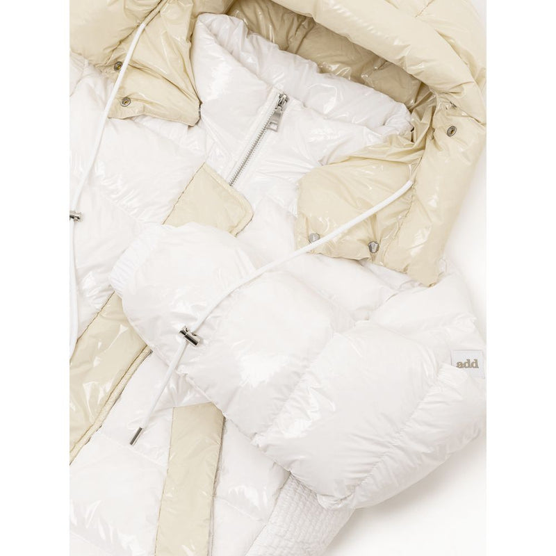 Add White Polyamide Down Jacket with Removable Hood