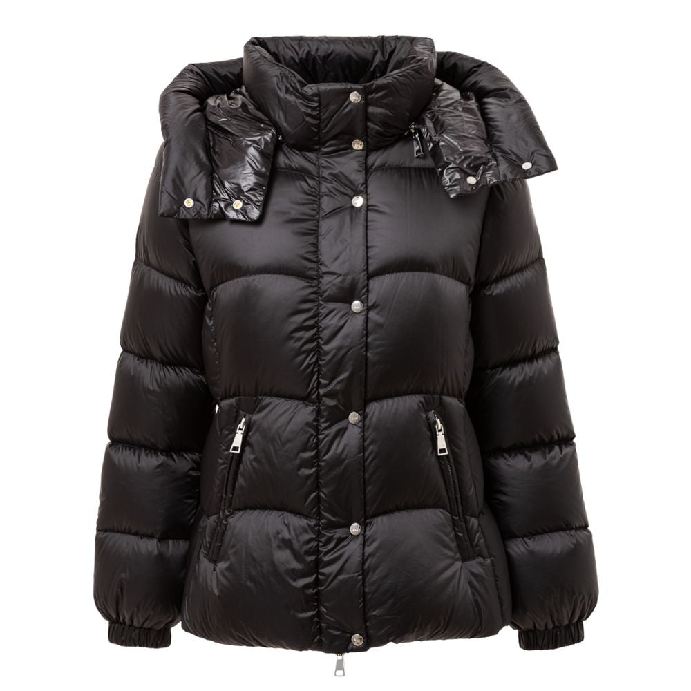 Add Black Down Jacket with Removable Hood