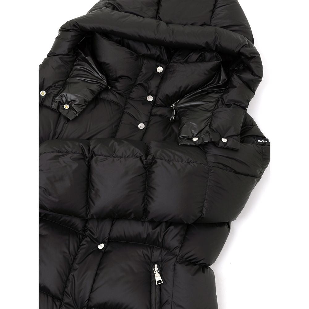 Add Black Down Jacket with Removable Hood