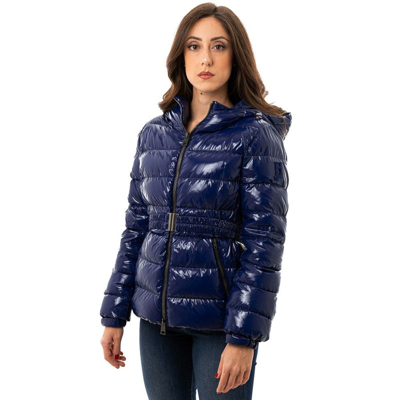 Herno Blue Padded Down Jacket with Removable Belt