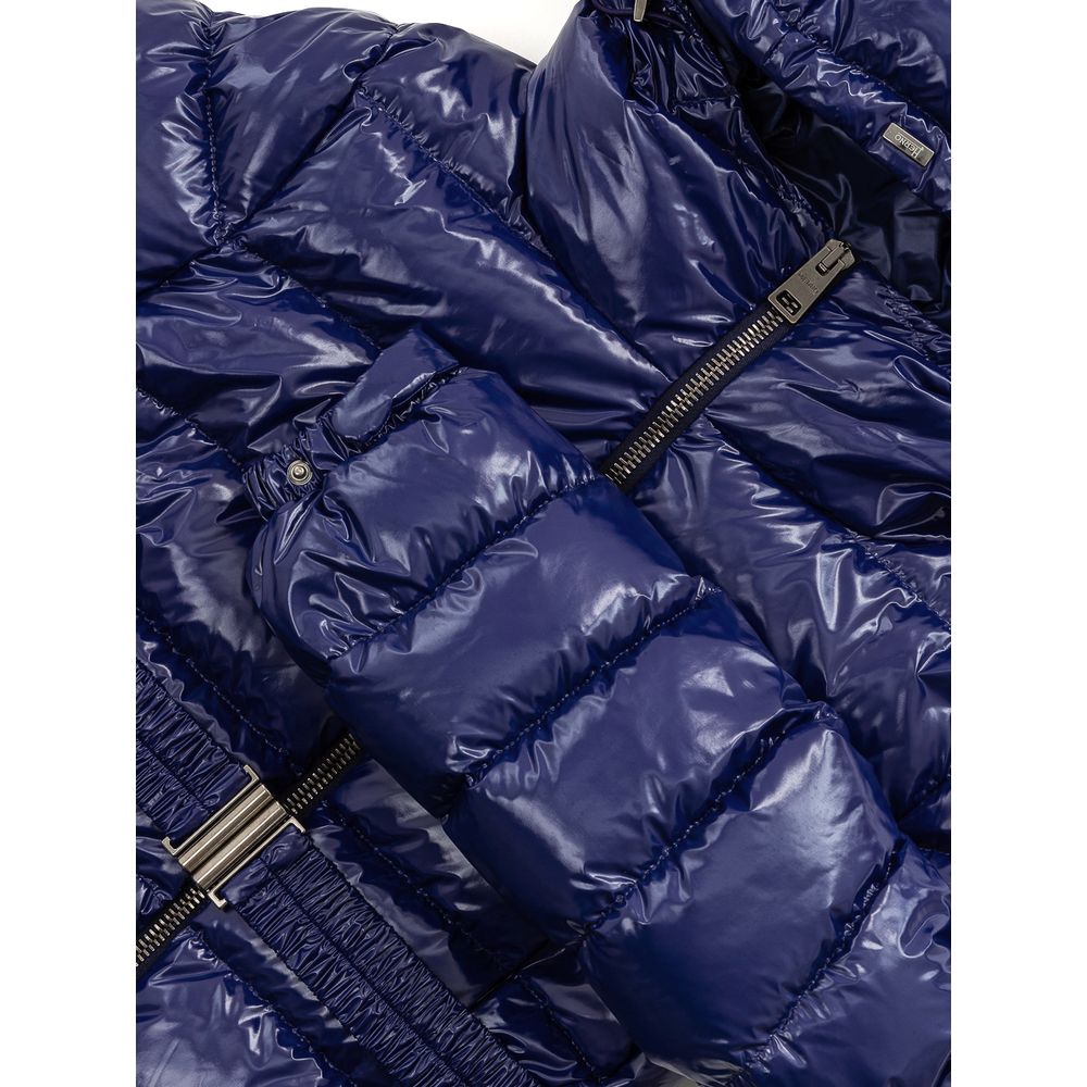Herno Blue Padded Down Jacket with Removable Belt
