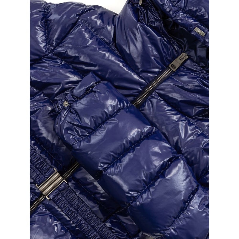 Herno Blue Padded Down Jacket with Removable Belt