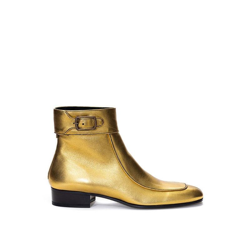 Saint Laurent Gold Leather Boot - Elegant Ankle Style for Women