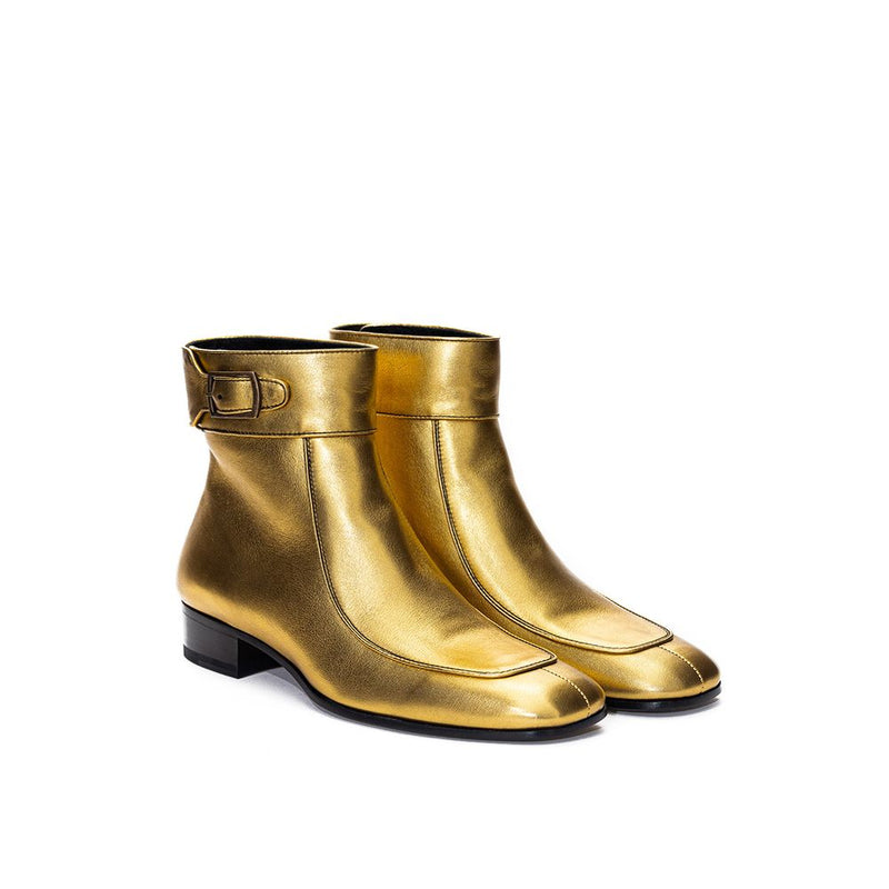 Saint Laurent Gold Leather Boot - Elegant Ankle Style for Women