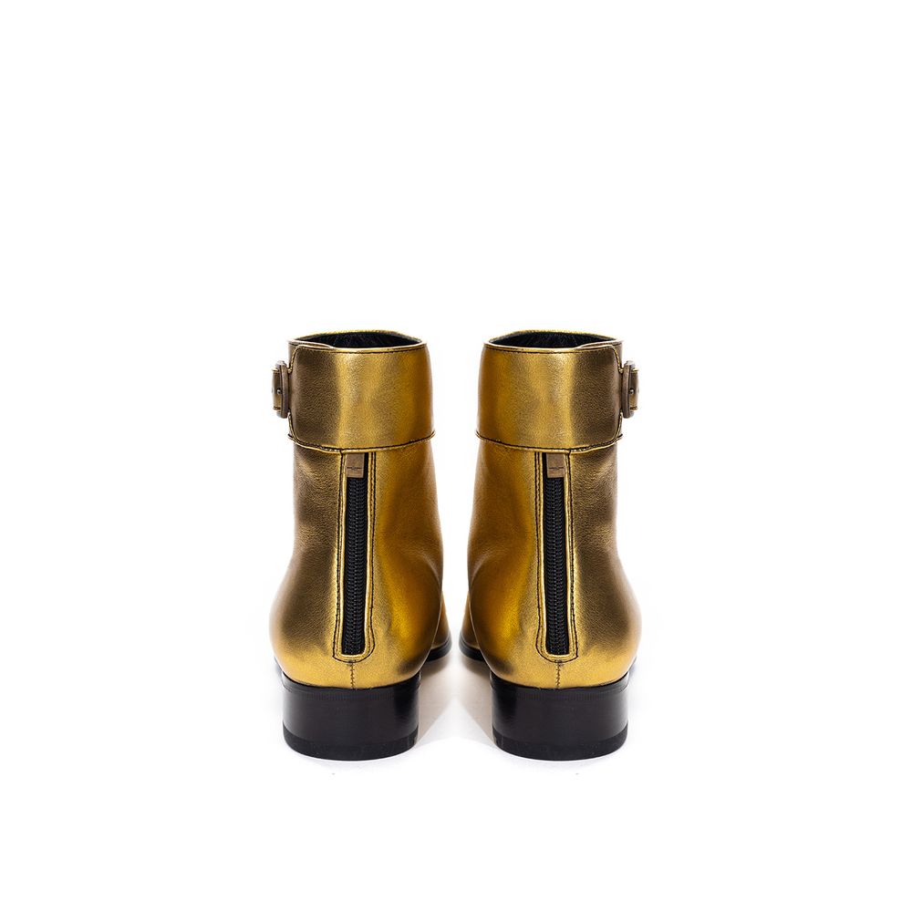 Saint Laurent Gold Leather Boot - Elegant Ankle Style for Women