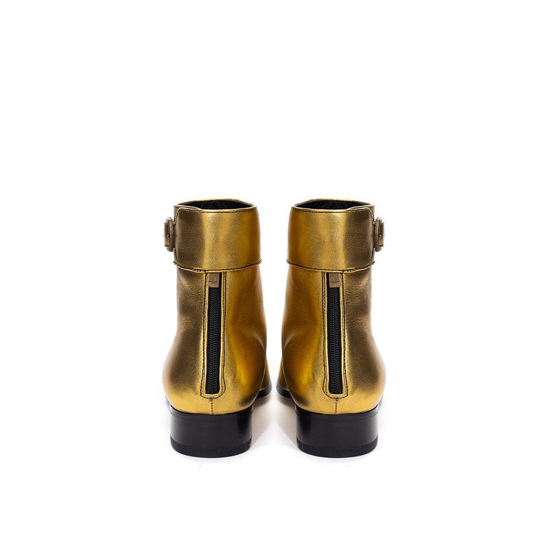 Saint Laurent Gold Leather Boot - Elegant Ankle Style for Women