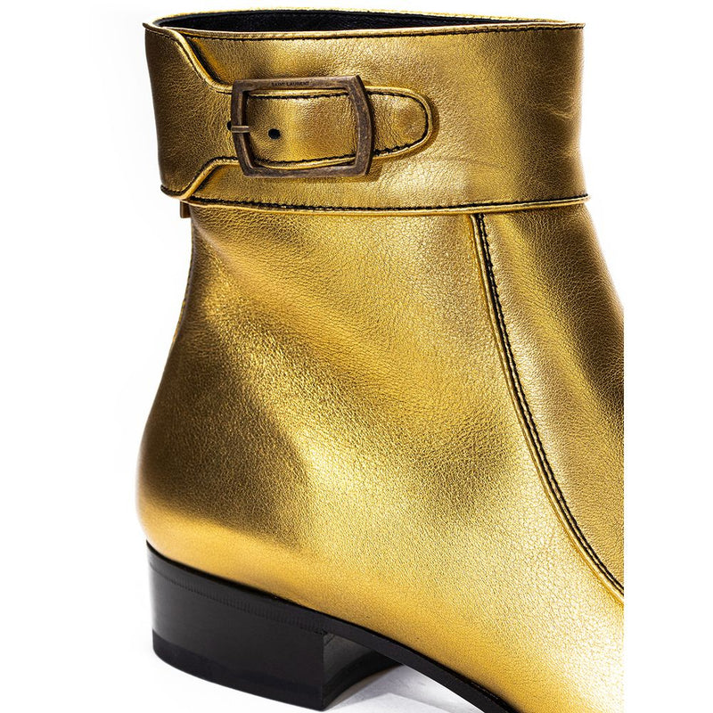 Saint Laurent Gold Leather Boot - Elegant Ankle Style for Women