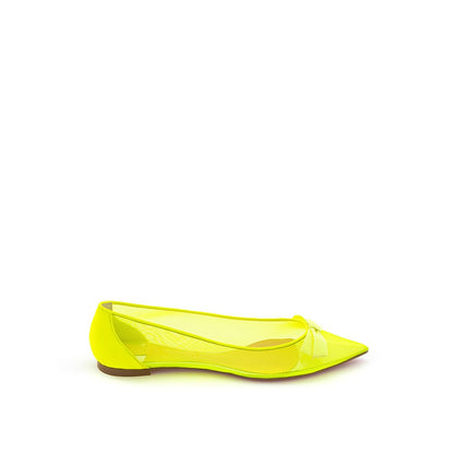 Christian Louboutin Elegance, ballerine en maille jaune soleil.