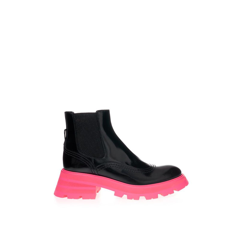 Bottes en Cuir Noir Élégantes Alexander McQueen
