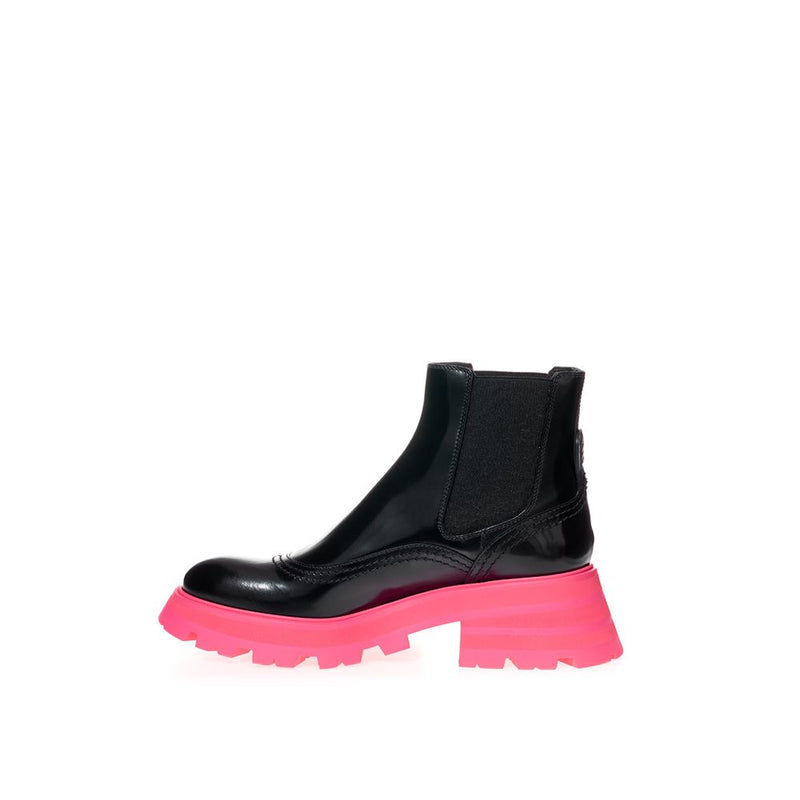 Bottes en Cuir Noir Élégantes Alexander McQueen