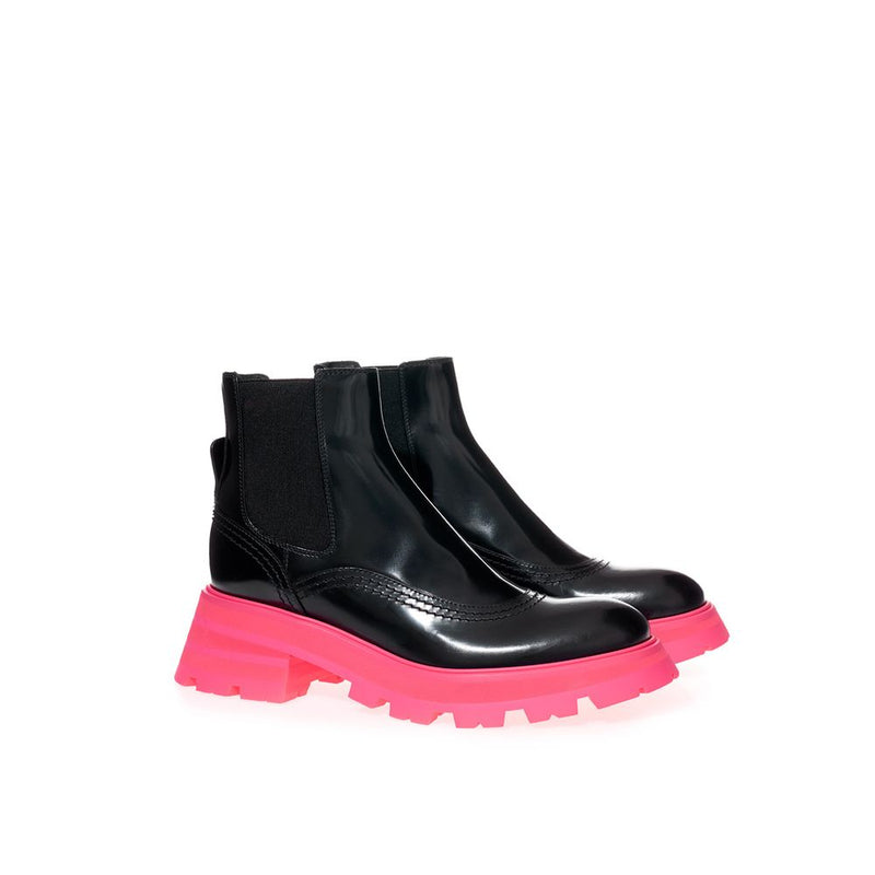 Bottes en Cuir Noir Élégantes Alexander McQueen
