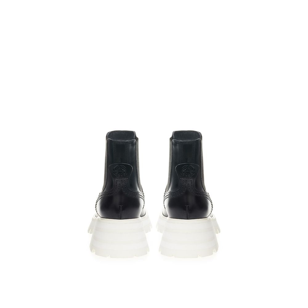Bottines en cuir élégantes Alexander McQueen, noir intemporel