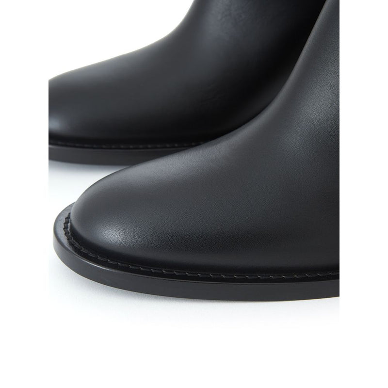 Burberry Black Leather Ankle Boot with Logo Strap