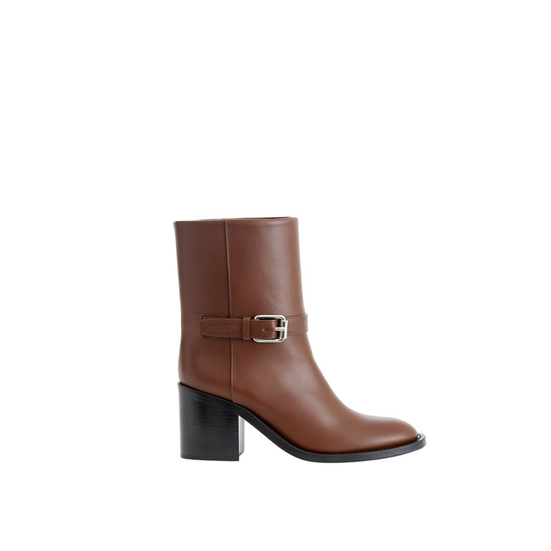 Burberry Brown Leather Ankle Boot with Buckle - Elegant Comfort